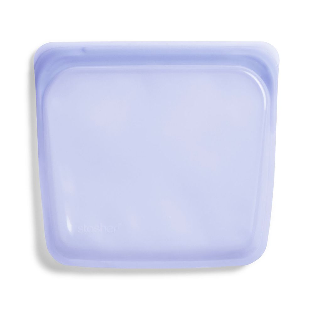 美國 Stasher - 食品級白金矽膠密封食物袋-方形-粉紫 (828ml)