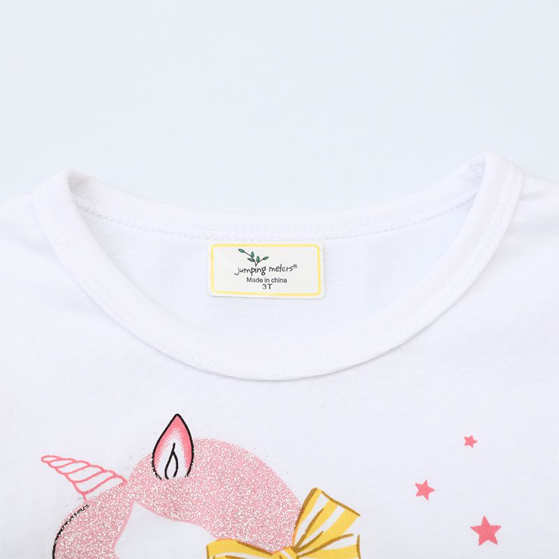 Jumping meters - 棉質圓領長袖連身漸層網紗洋裝-氣質獨角獸-白色