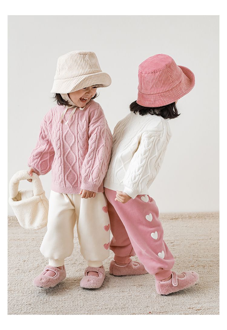 TONGMO - 腰鬆緊運動束口長褲-側邊愛心-桃粉色