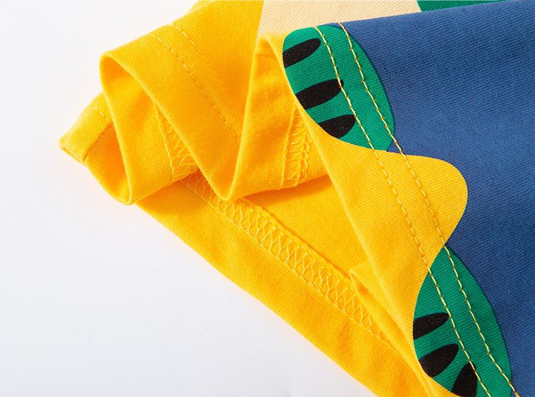 BE TOP - 純棉短袖上衣-逗趣恐龍-黃色