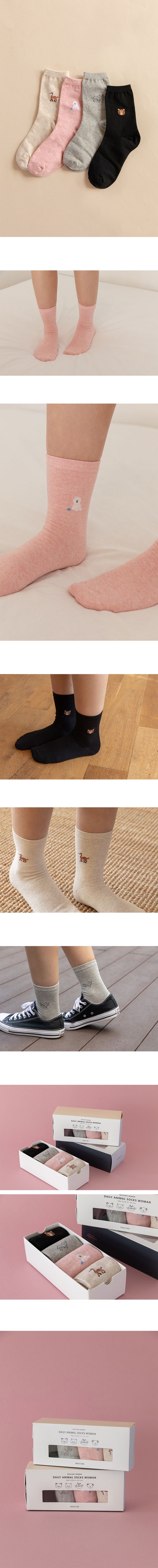 韓國 Daily Like - 女用襪子/中筒襪4入組-2 (220~250mm)