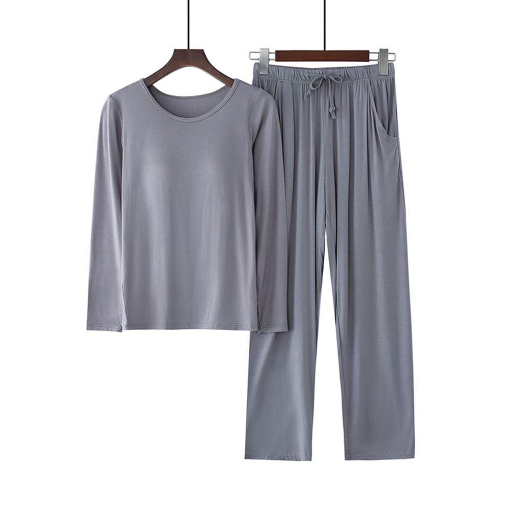 莫代爾柔軟涼感Bra T-長袖套裝-深灰色