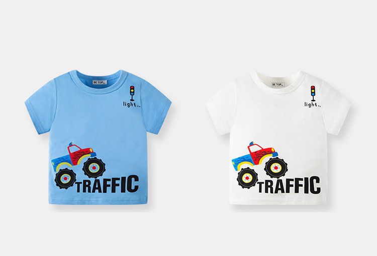 純棉短袖上衣-traffic車車-白色