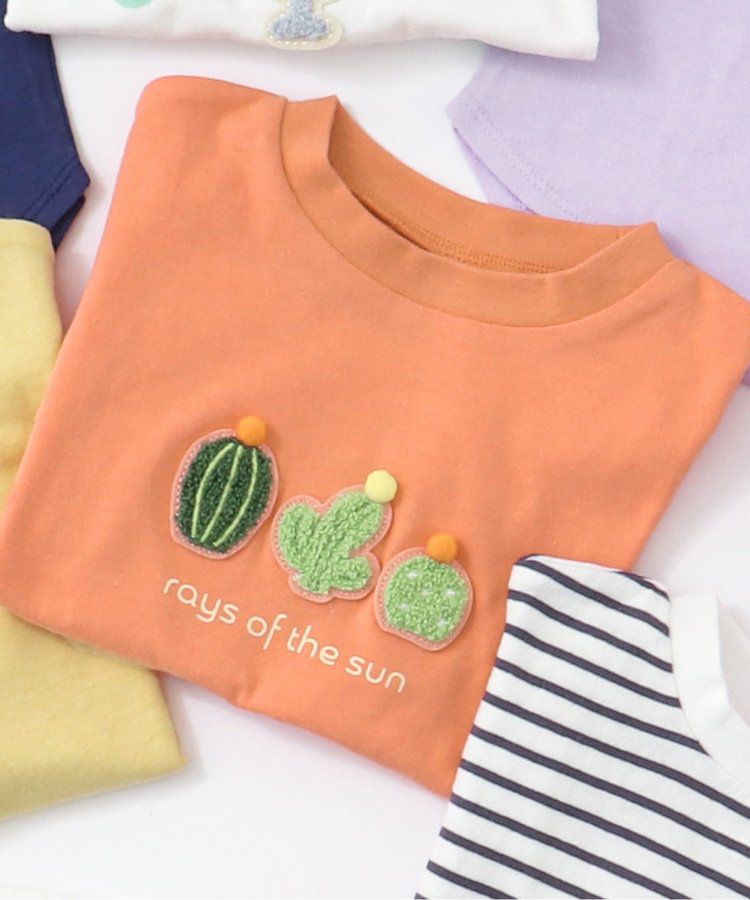 日本 apres les cours - 立體刺繡印花短袖上衣-冰棒-袖撞色