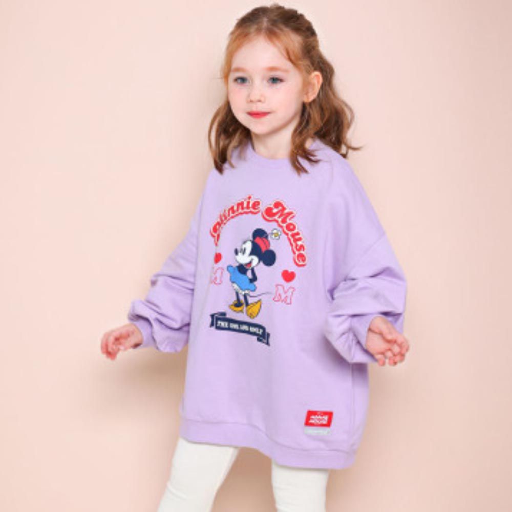韓國 Jelispoon - (聯名款)卡通女孩印長版長袖上衣-紫