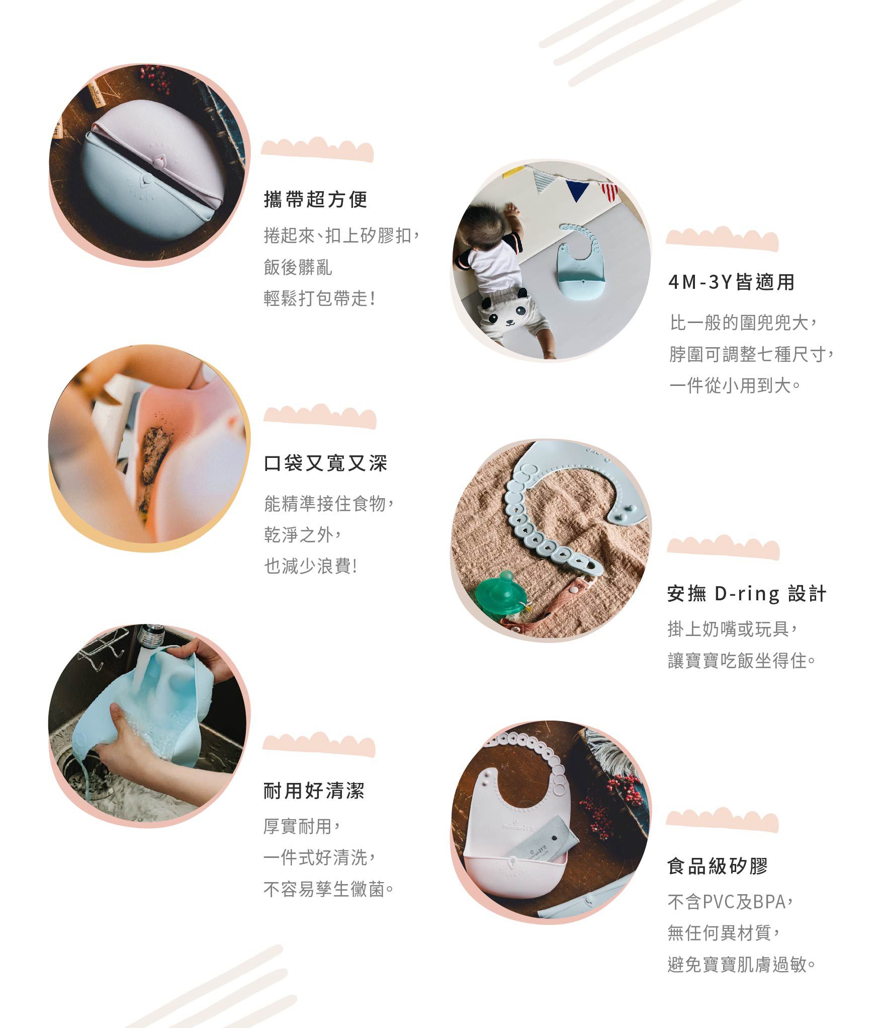 美國Miniware - 矽膠圍兜單入組 - 棉花糖