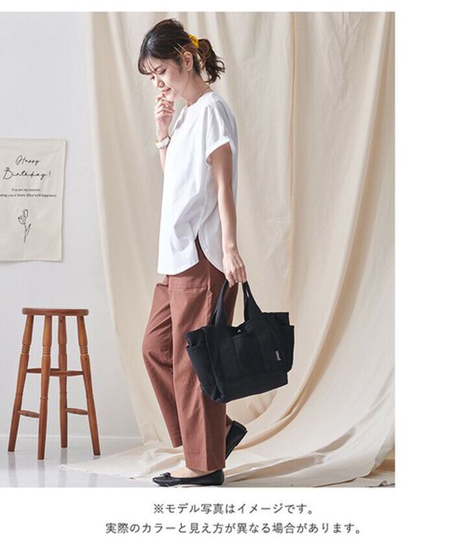 日本 LIZDAYS - 多格層帆布2way肩背/手提包-黑 (29x24x14cm)