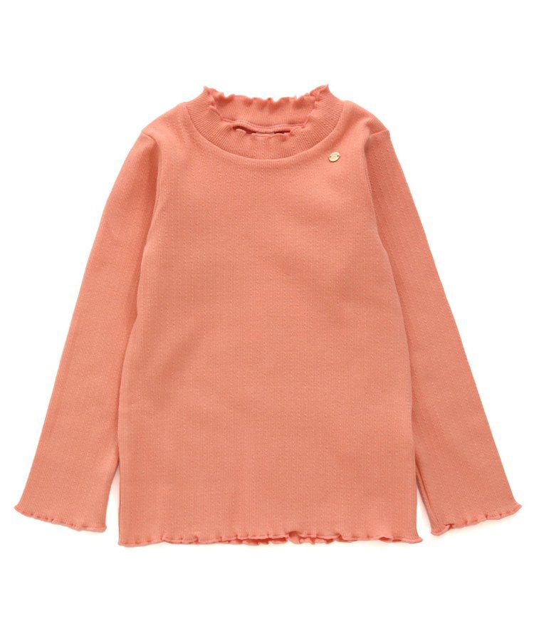 日本 apres les cours - 木耳領舒適彈性長袖上衣/內搭-米杏