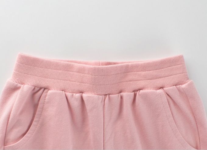 純棉腰鬆緊束口長褲-英文字熊熊-黑色