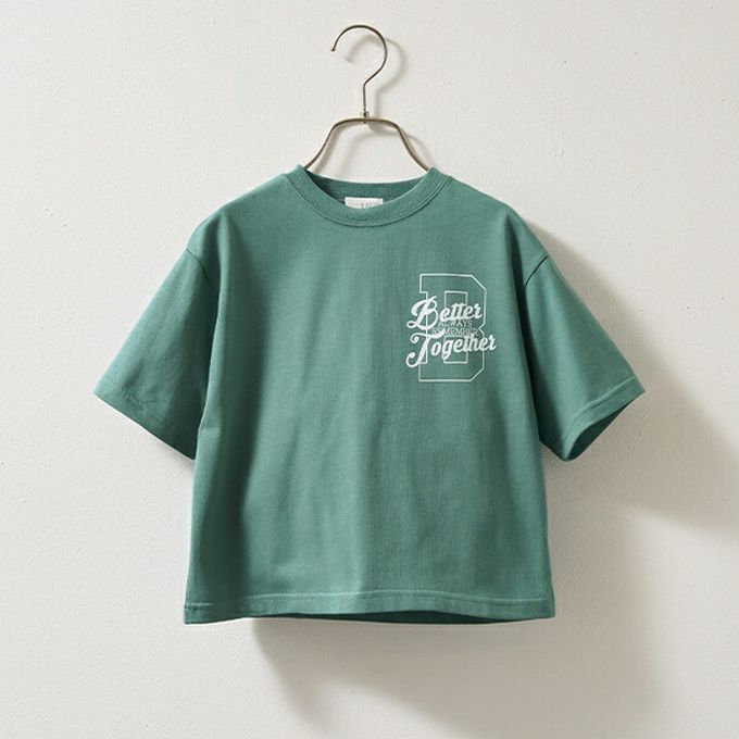 日本 b-ROOM - 美式休閒印花短袖上衣-水藍