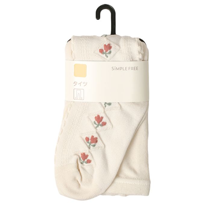 akachan honpo - 褲襪-立體花紋-象牙白色