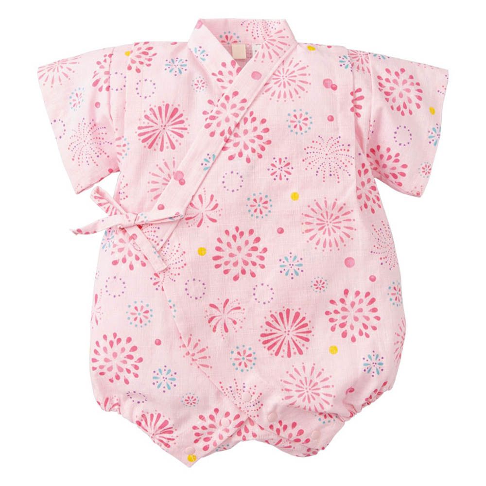 甚平包屁衣-煙火-粉紅色-日本製