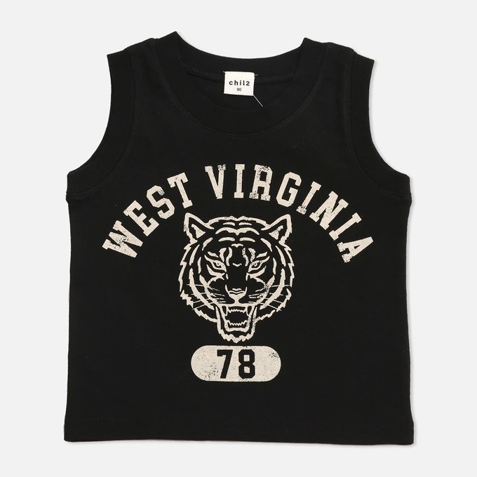 日本 Chil2 - [超低價] 100%棉 童趣印花背心上衣-復古車車-灰黑