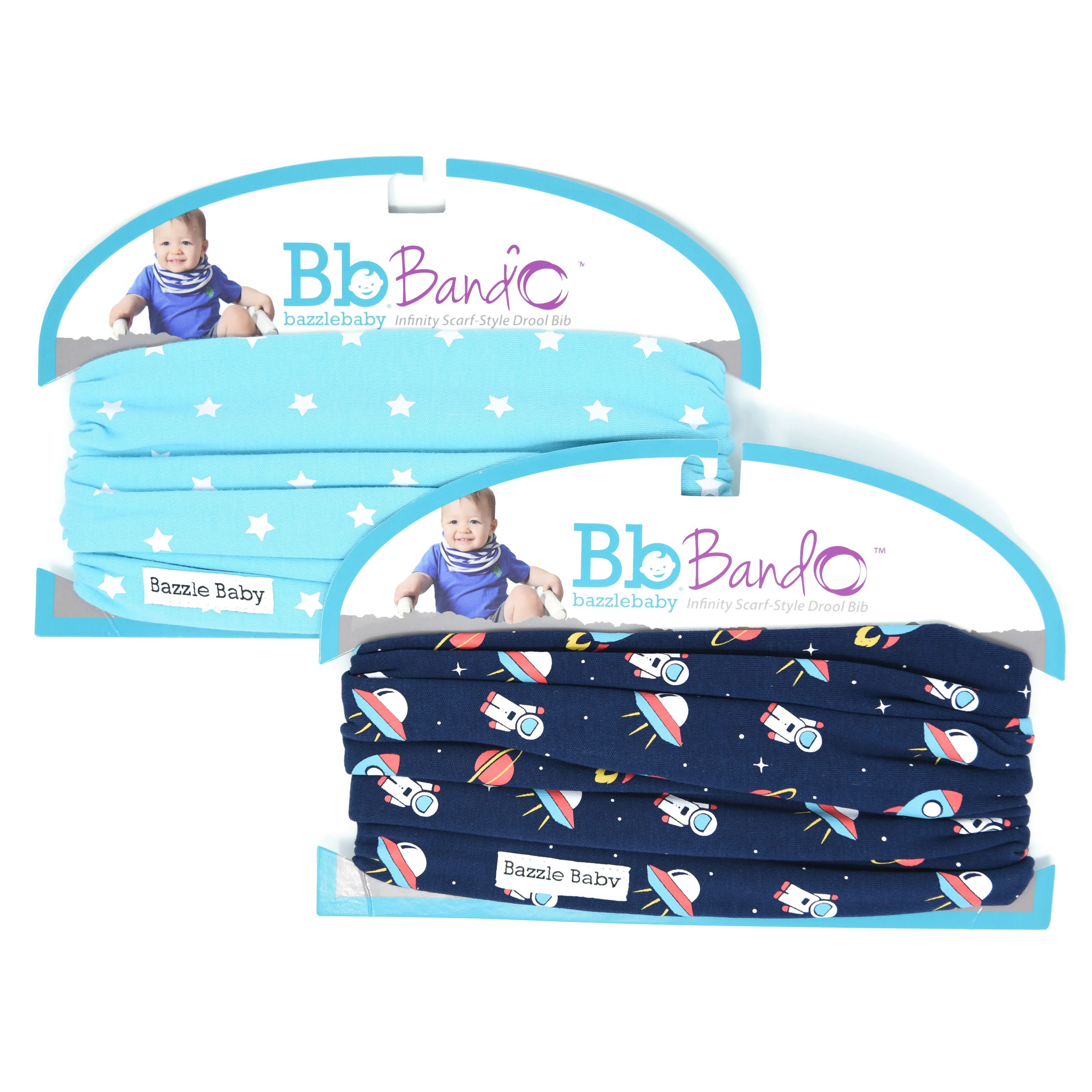 美國 Bazzle baby - 寶寶脖圍圍兜-水藍星星 (41*20cm/1入)