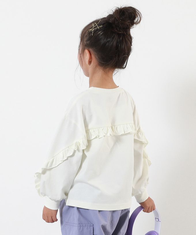 日本 devirock - 可愛背後荷葉邊長袖上衣-南瓜橘