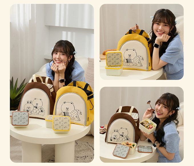 Hiromimi - LINE FRIENDS 宅家保鮮盒3件組-BROWN & SALLY