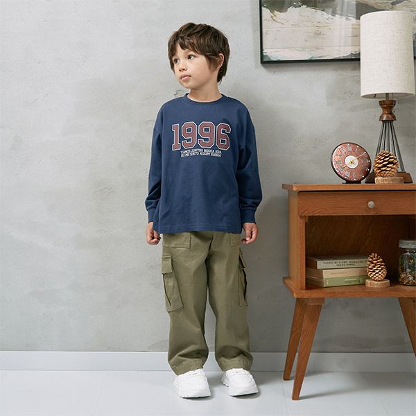 日本 b-ROOM - 定番標語百搭長袖上衣-象牙白