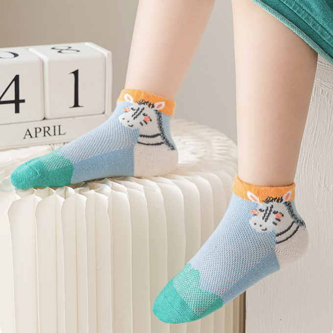 love, charlotte - 斑馬樂園網眼短筒棉襪-5 雙一組