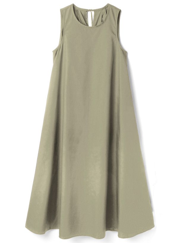 日本 GRL - 優雅後綁帶修身無袖洋裝-淺軍綠