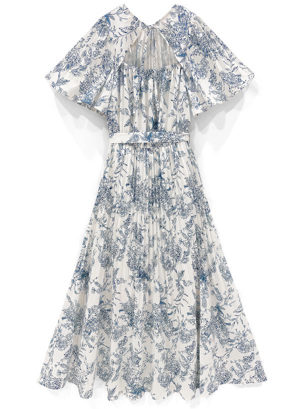 日本 GRL - 前後2WAY扭結印花洋裝-深藍