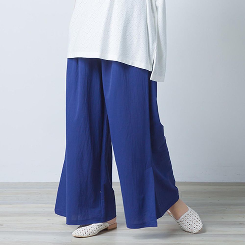 日本 OMNES - 接觸冷感嫘縈舒適寬褲-藍