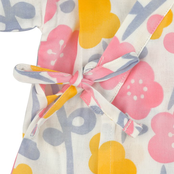 akachan honpo - 兩件式甚平-小花-米白色