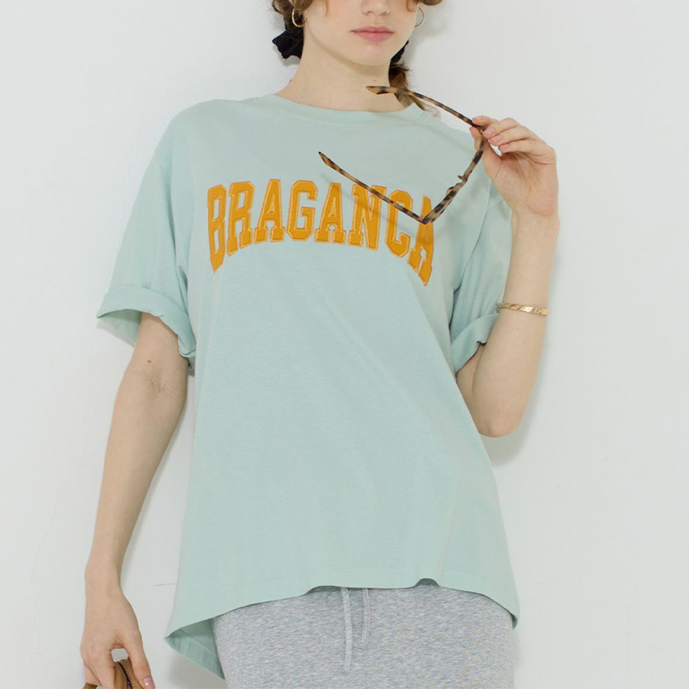 舒適棉圓領logo短袖上衣-BRAGANCA-薄荷綠