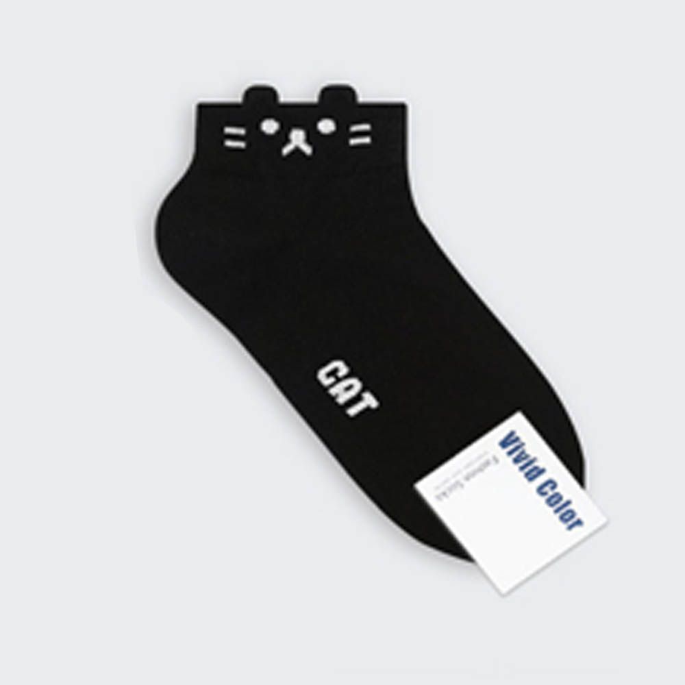 韓製耳朵造型彈性短襪-CAT-黑 (23-25cm)-1雙