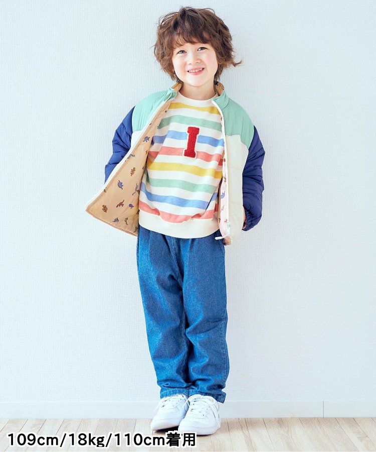 日本 apres les cours - 珍珠光澤正反2WAY鋪棉外套(可機洗)-彩色幾何-橘棕