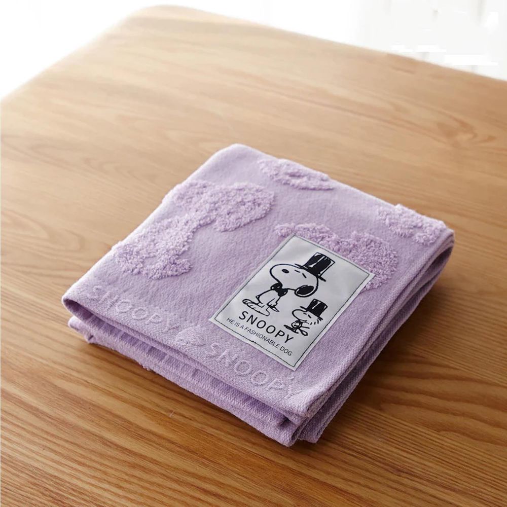 日本千趣會 - 史努比 日本製今治純棉長毛巾-立體剪影-紫 (34x80cm)
