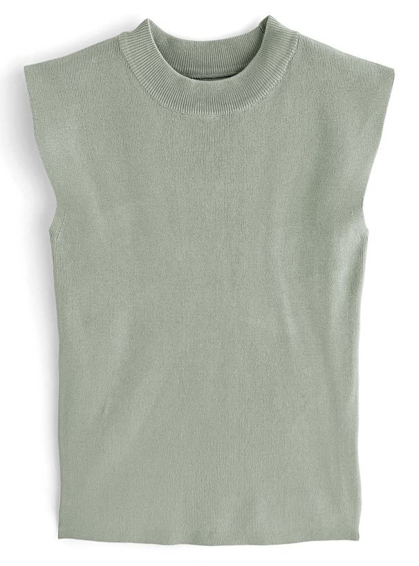 日本 GRL - 彈性薄針織顯瘦無袖上衣-天使白