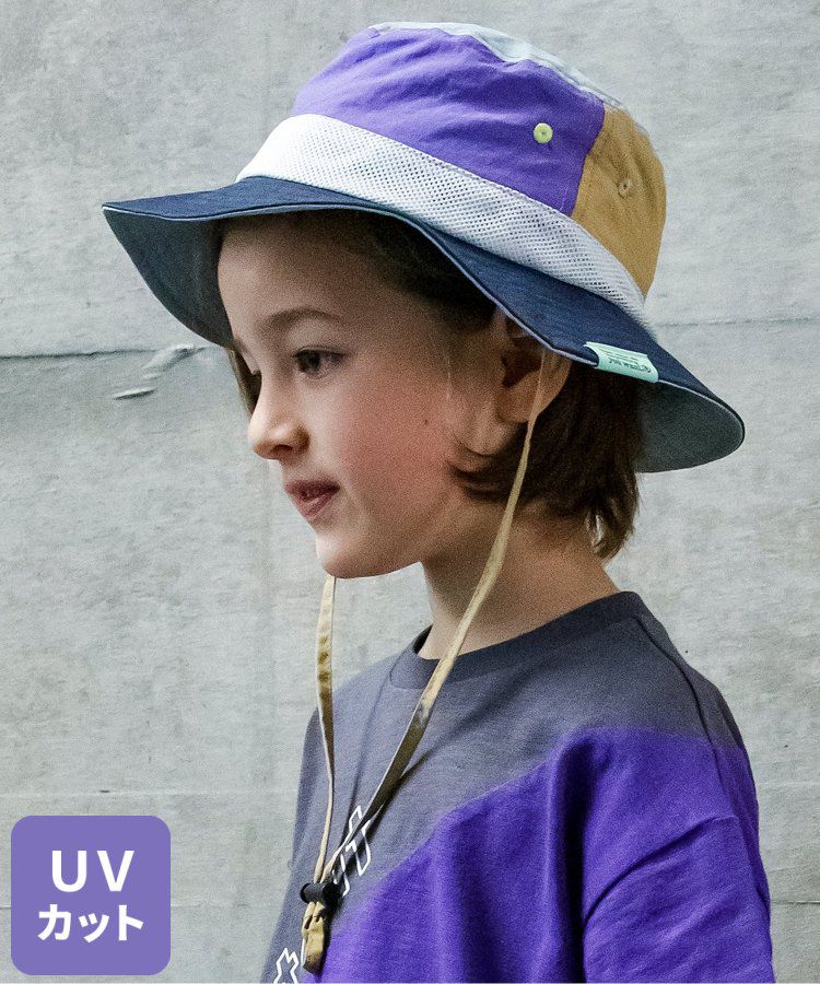 日本 BREEZE - 抗UV 後頸可收納遮陽帽-彩虹色