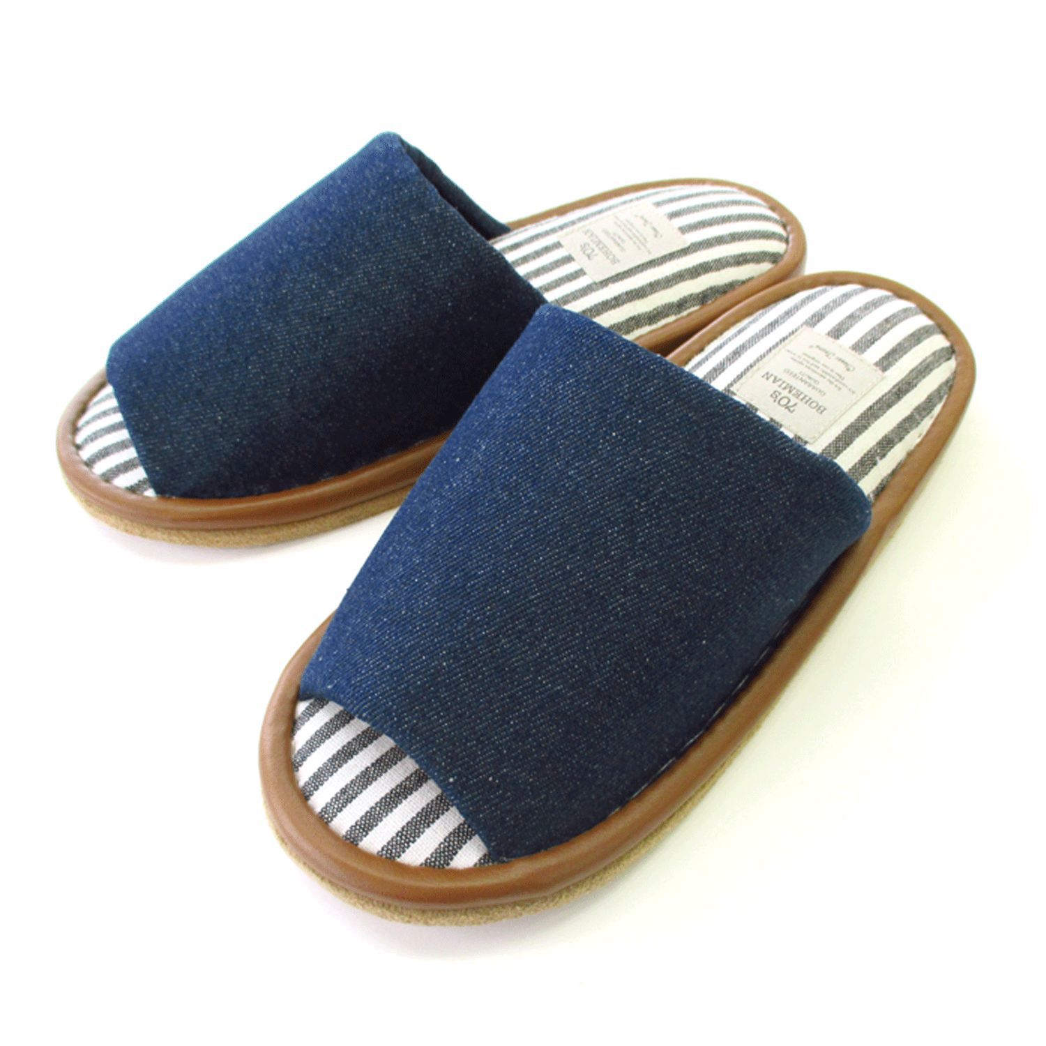 日本千趣會 - 仿丹寧的悠閒室內拖鞋-海軍藍