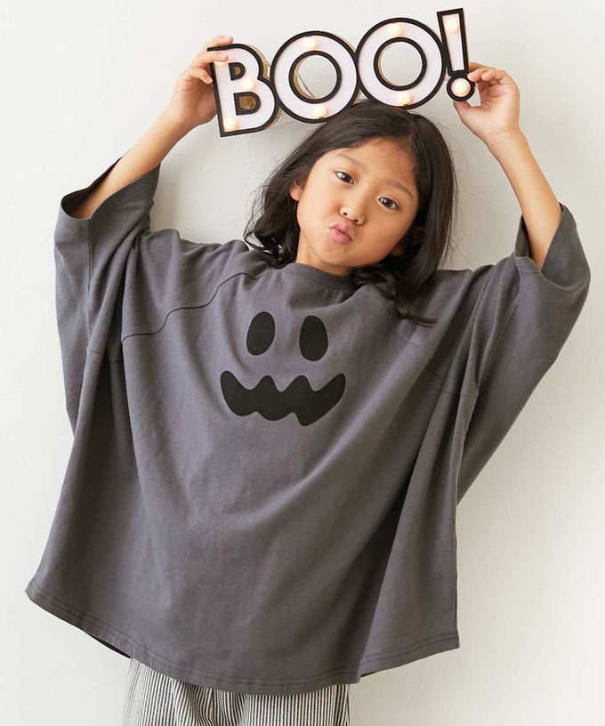 日本 devirock - 萬聖節 廓形寬版造型上衣-小幽靈-白