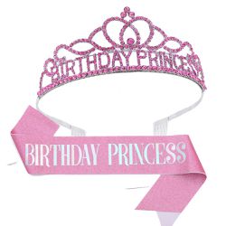love, charlotte - Birthday Princess 粉紅水鑽銀皇冠肩帶組