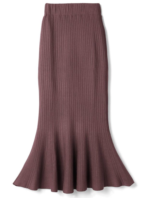 日本 GRL - 針織修身高腰魚尾裙-罌粟粉