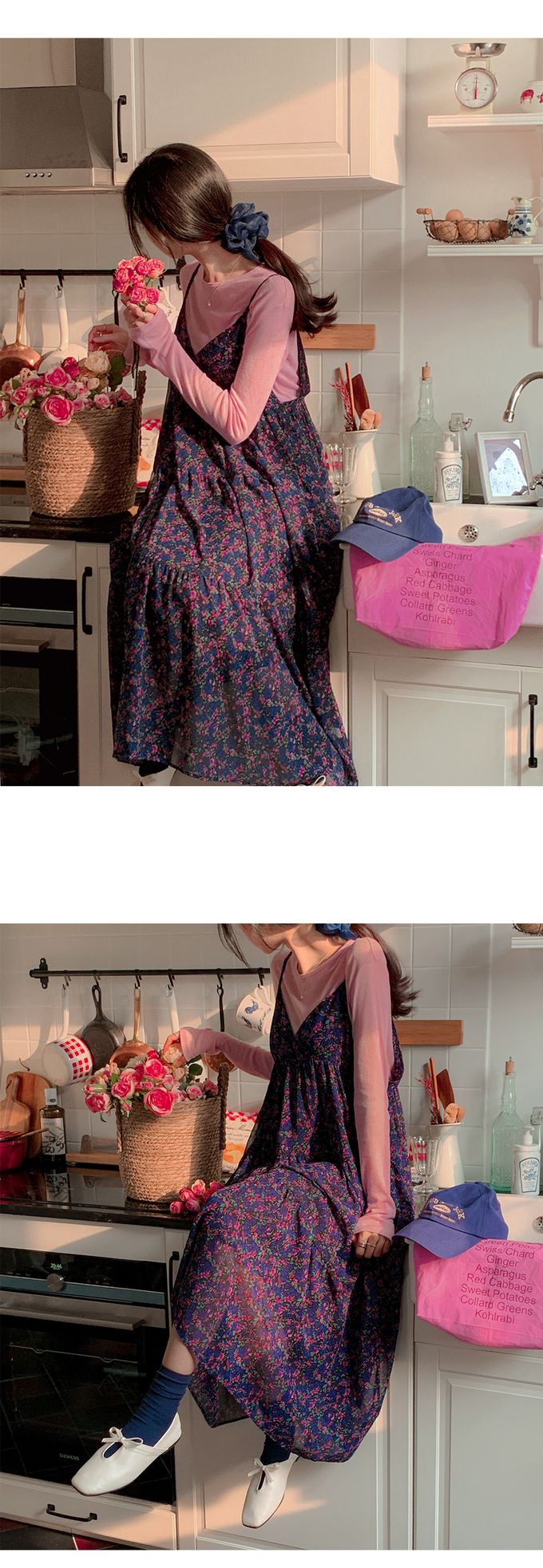 韓國女裝代購 - 搭配必備！極簡薄透長袖上衣-粉 (FREE)