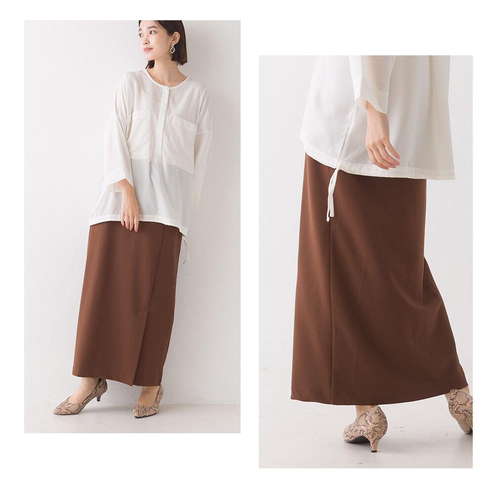 日本 OMNES - 百搭修身彈性長裙-時尚黑