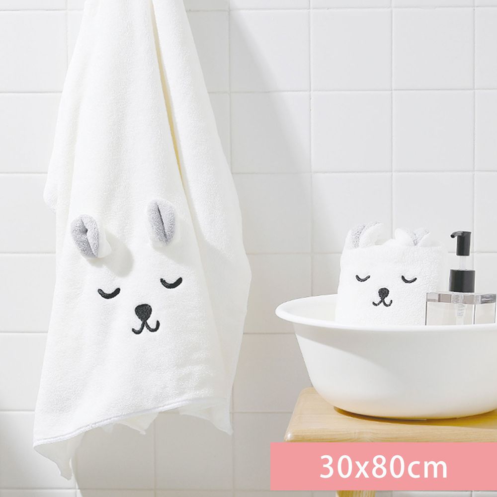 日本霜山 - 瞌睡白熊造型超細纖維毛巾-白 (30x80cm)