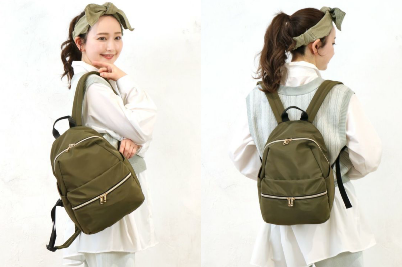 日本 polkapolka - 休閒風 10口袋收納輕量後背包-奶茶棕