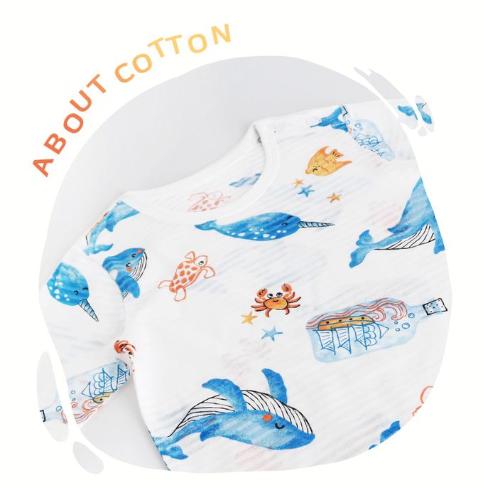 韓國 Mellisse - 韓製輕薄透氣7分袖家居服(無螢光棉)-海洋世界