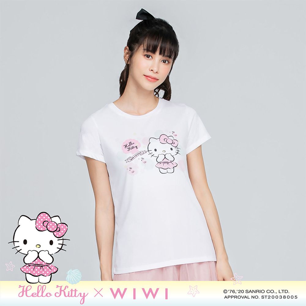 WIWI - 短版-泳裝Hello Kitty防曬排汗涼感衣-女-純淨白