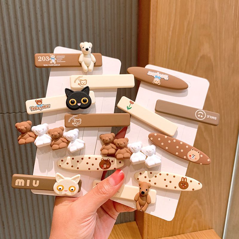 甜美造型兒童髮夾-miu貓咪-米白色