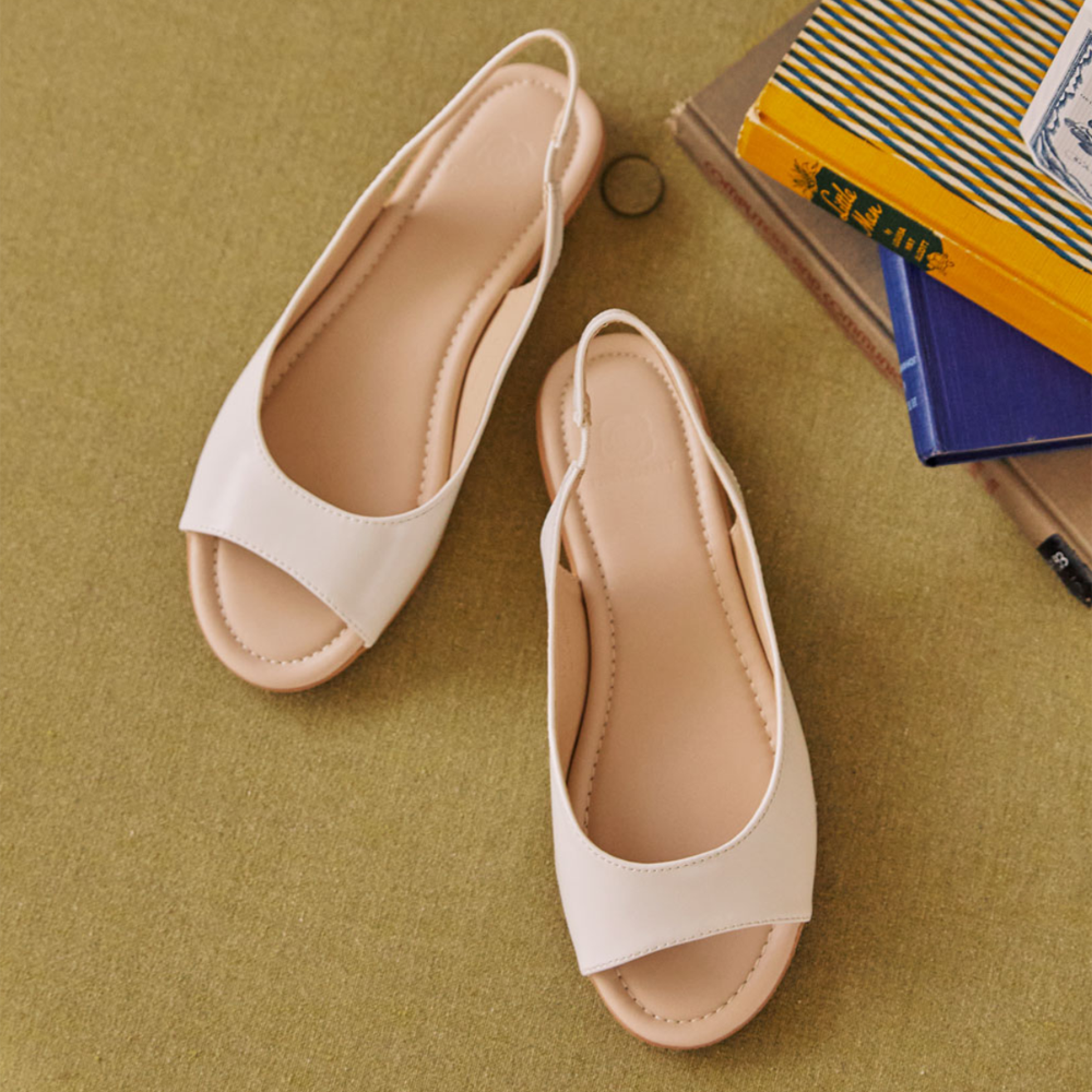 超軟底輕量淑女魚口鞋(2.5cm)-白