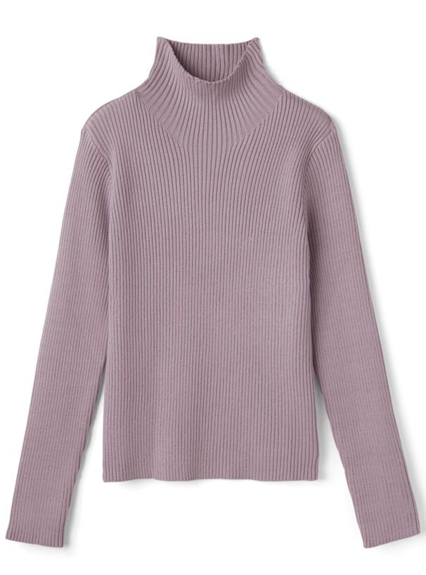 日本 GRL - 立領顯瘦彈性羅紋長袖上衣-皇家藍