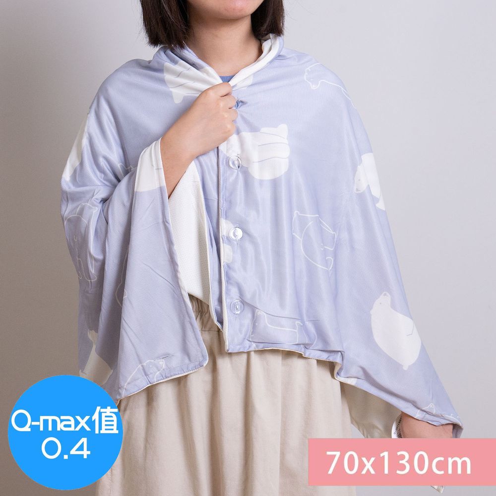 日本小泉 - 節電對策冷感薄毯 (附釦可作披肩)-北極熊20-淺灰 (70x130cm)