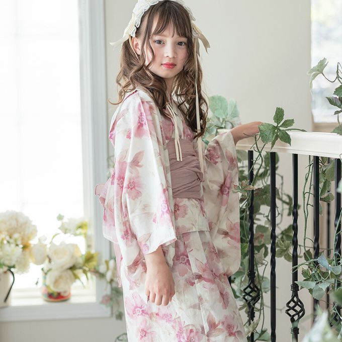 日本 Catherine Cottage - 夢幻2way純棉兵兒帶浴衣(可當洋裝)-復古小花-粉紅
