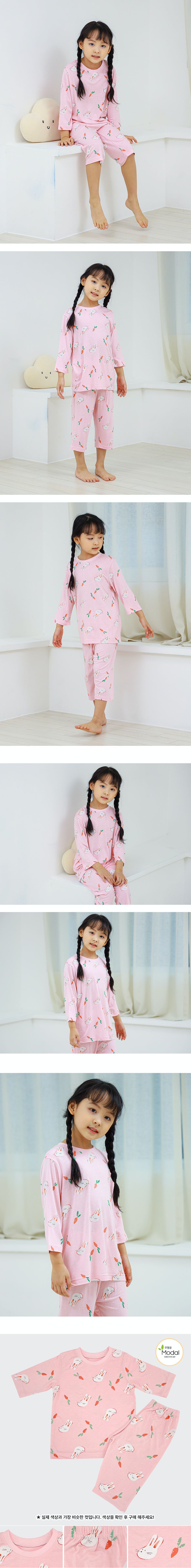 韓國 Ppippilong - 莫代爾7分袖家居服-紅蘿蔔兔兔