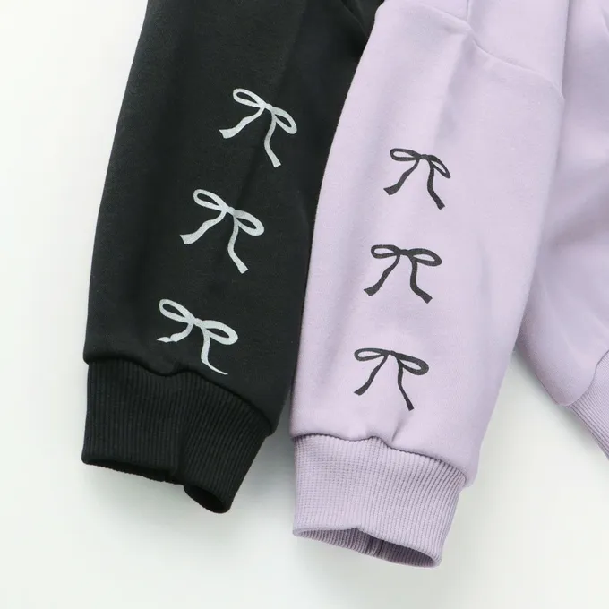 日本 BRANSHES - 裏起毛 可愛女孩縮口長袖上衣-愛心-粉紅