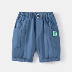 WELLKIDS - 腰鬆緊休閒五分褲-恐龍小標籤-海軍藍